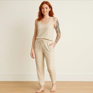 Splendid Beige OLE Leopard Print Sleeveless Jumpsuit Size Large NEW